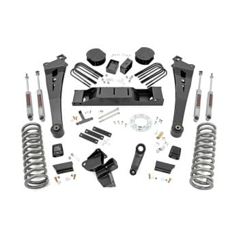 Rough Country 5 Inch Lift Kit, OE Rear Air, Diesel, AISIN, for 2019+ Ram 3500 4WD
