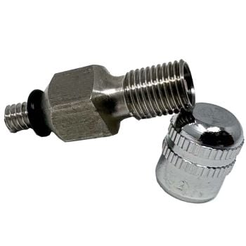 Shock Seals High Pressure 10-24 Schrader Adapter Stainless with Cap