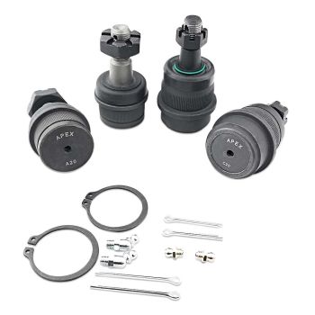 Apex Chassis Heavy Duty Ball Joint Kit for 1990-2001 Jeep Cherokee / 1990-1992 Jeep Comanche / 1993-1998 Jeep Grand Cherokee / 1997-2006 Jeep Wrangler TJ / 1987-1995 Jeep Wrangler YJ (2 Upper / 2 Lower)