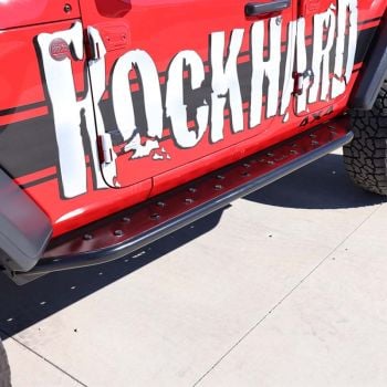 Rock Hard 4x4 RHX Series Tube Slider Rocker Guards with Flat Step for 2007-2018 Jeep Wrangler JK 2DR/4DR