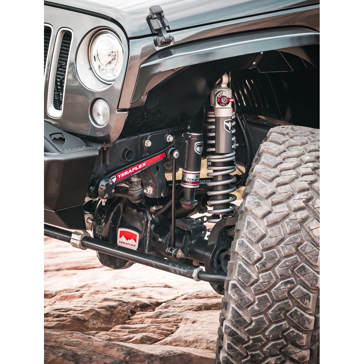 TERAFLEX製1インチフロントサスペンションスペーサー、JEEP JL/JT TeraFlex ST Dual Rate Pneumatic Front Sway Bar for JL / JT / JK